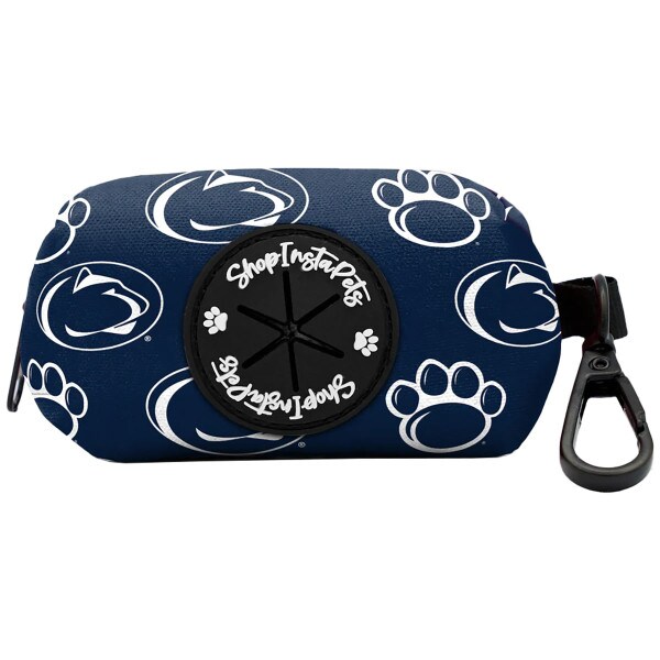 dog waste bag holder with repeating Penn State Athletic Logos and paw prints